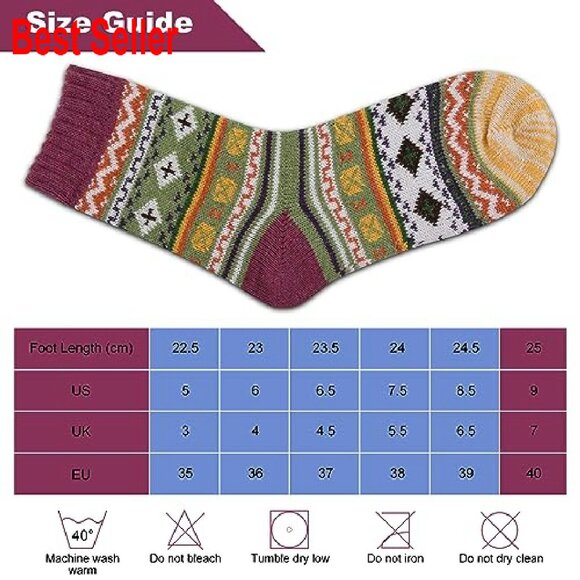 Wool Blend Socks 5-Pair Pack Cozy Thick Warm Winter Calf Length - Picture 7 of 8
